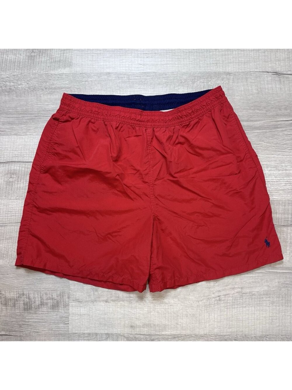 VTG Polo Ralph Lauren Swim Trunks Mens XL Tall Red / Blue Pony Mesh Lined Shorts